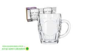 CANECA CHOPP VIDRO 260ML TRANSP 2PCS 18013
