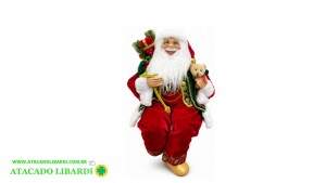 BONECO PAPAI NOEL 60CM SENTADO C/PRESENTES E URSO  72794