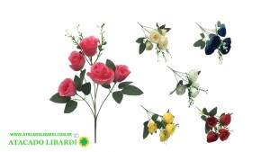 BUQUE MINI BOTAO ROSA 30CM 5X BG305044