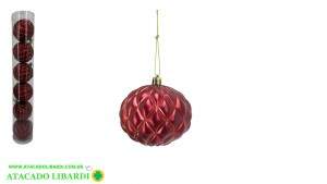 BOLA TUBO PEROLADA 8CM C/6UNI VERMELHO 90117001
