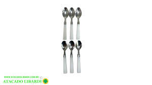 COLHER SOBREMESA 6UNI CABO PLAST GRAMADO BRANCO LT24034