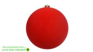 BOLA DECORADA 20CM AVELUDADA VERMELHO 90382001